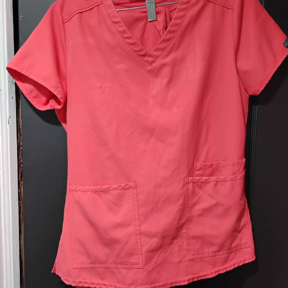 Small Med Couture Coral Scrub Top And Bottom